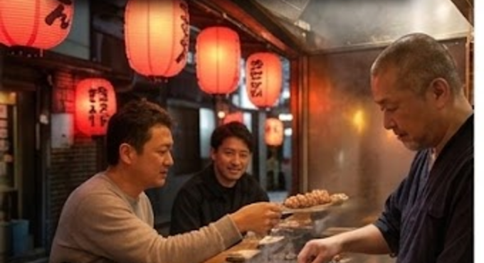 伝心 — 焼き立てを1本ずつ出すやきとん
